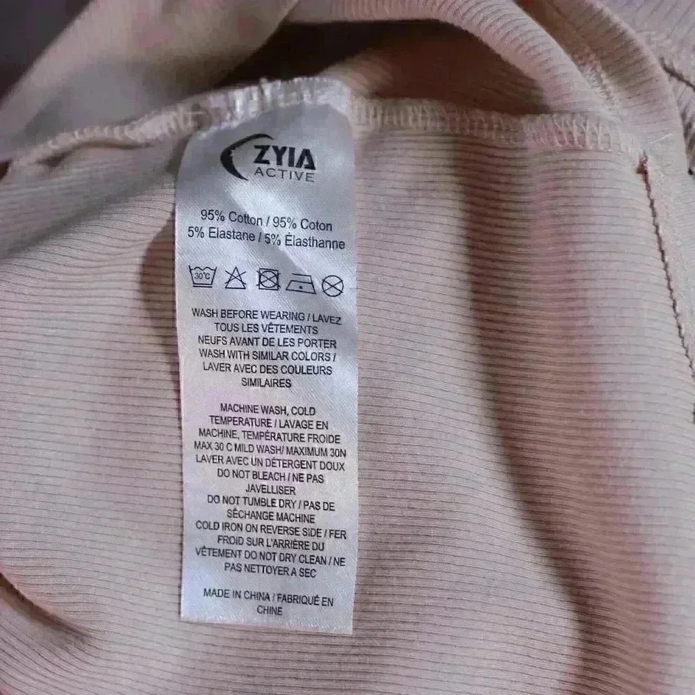 Women's Zyia Active Size M tan dolman sleeved vneck ribbed jersey top . V-Neck - Picture 13 of 13